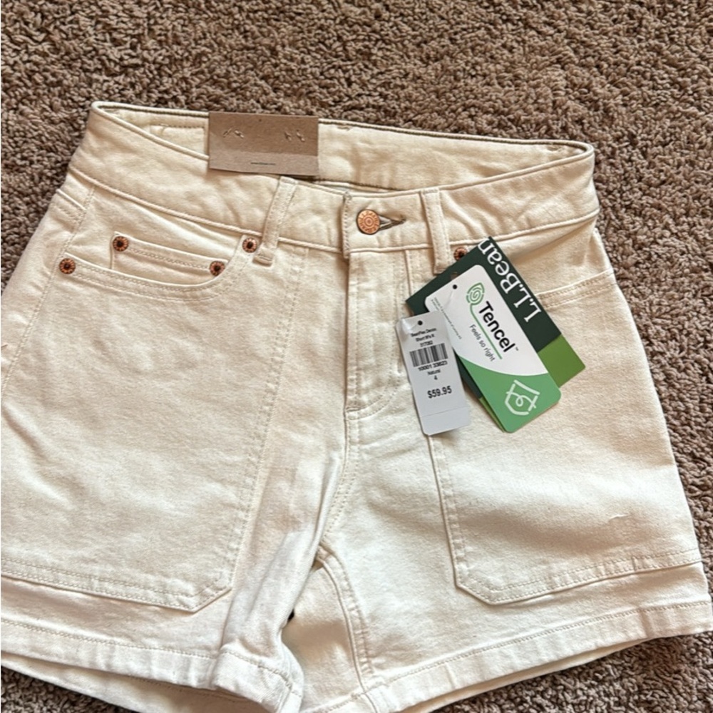 L.L. Bean Cream Jean Shorts High-Quality Summer Essential